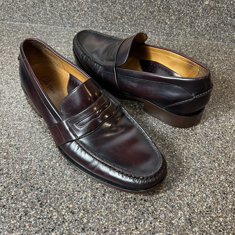 Cole Haan Penny Loafer Dress Shoes Burgundy Comfort Leather Mens Sz 11 M Slip On